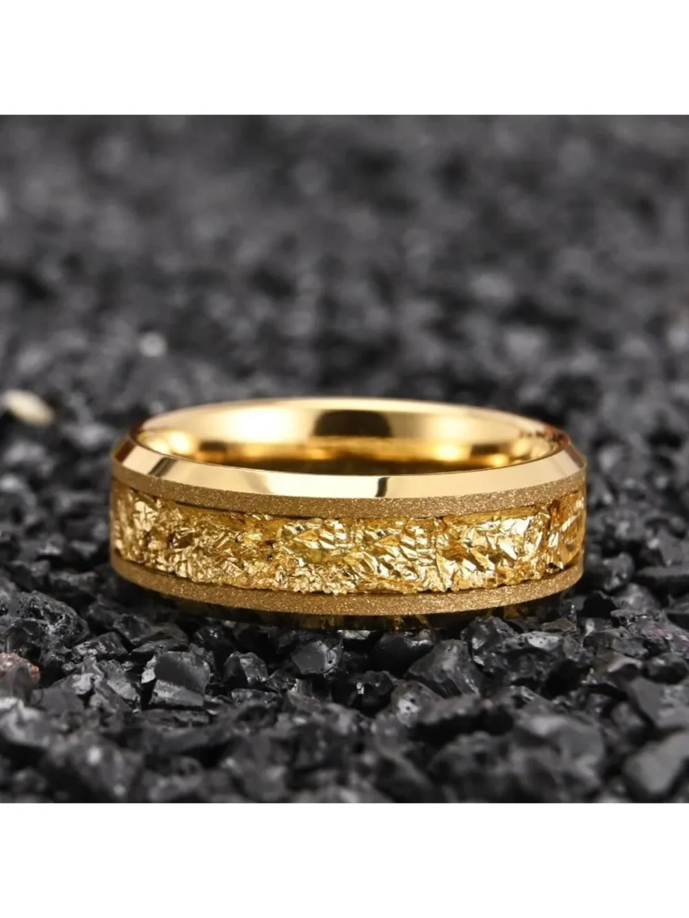 Stylish 8mm/6mm Gold Tungsten Wedding Bands for Men & Women - Durable & Elegant